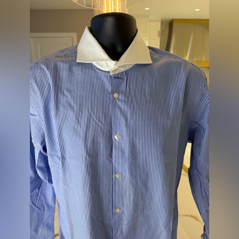Hugo Boss Men's Blue Striped Shirt - Picture 4 of 8